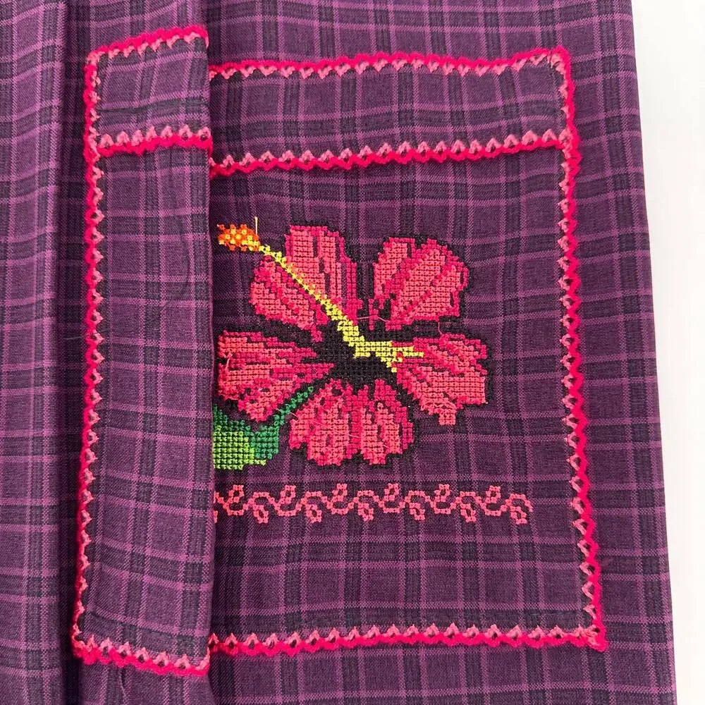 Traditional Mexican Cross-Stitch Embroidered Apron – Deluxe Artisan Smock Style